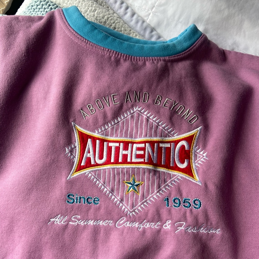 Vintage 90s AUTHENTIC Above & Beyond Sweatshirt Pink Medium